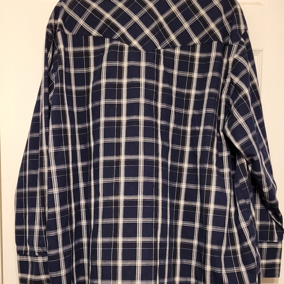 Wrangler mens western wear long sleeve navy plaid 2XL - Picture 2 of 7